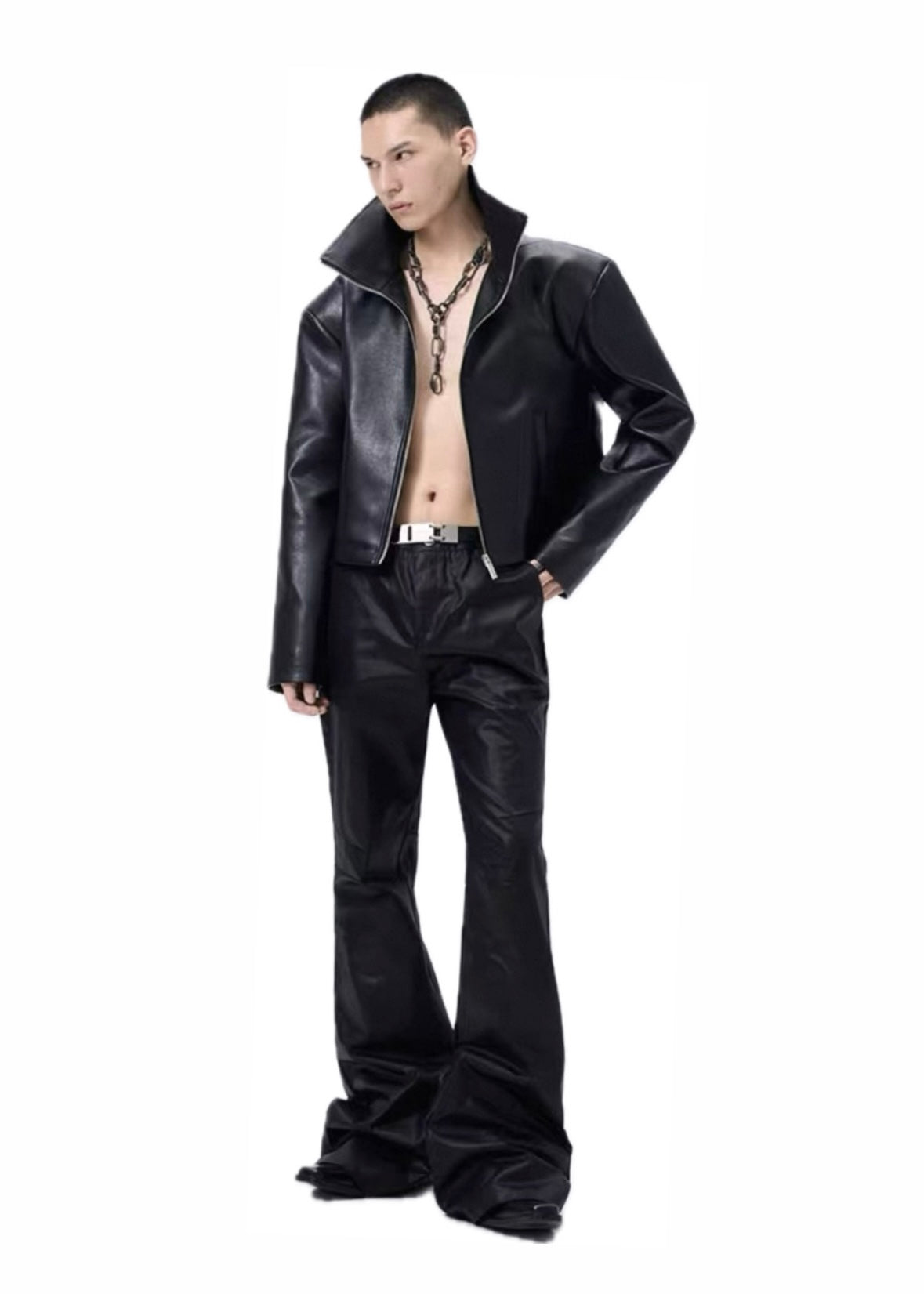 FRKM SCD High Neck PU Leather Jacket