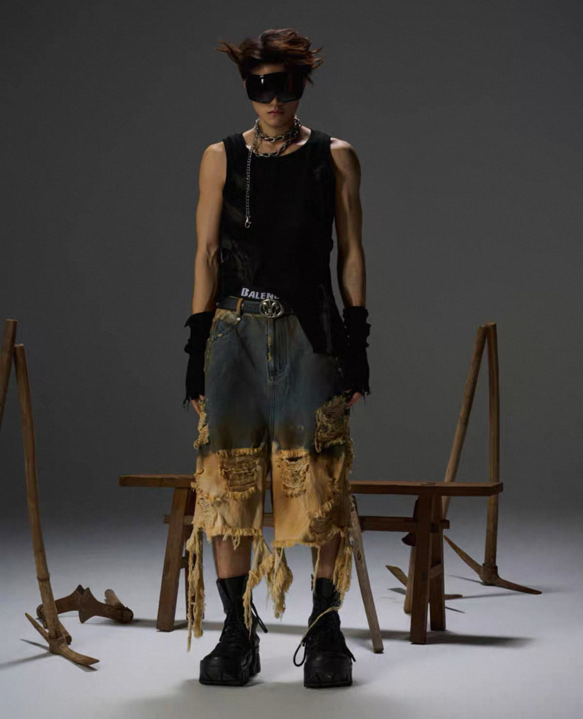 FLYERRER Clash denim Half pants