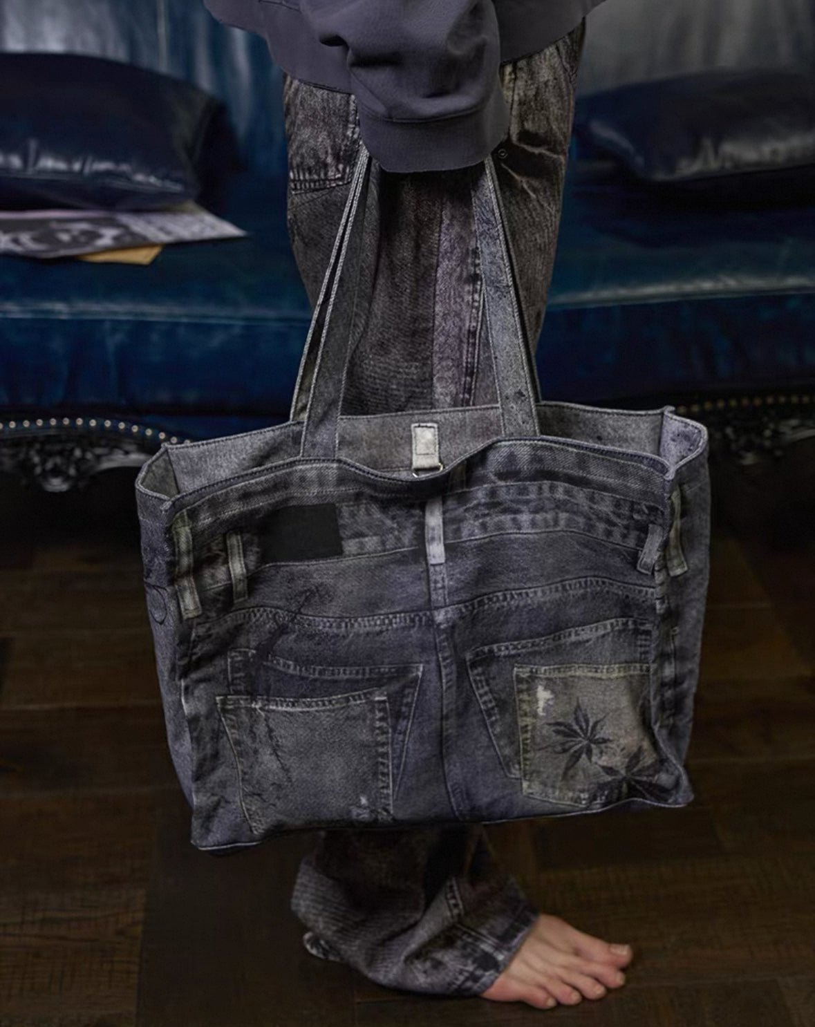 WANNA LAB Denim Print Bag