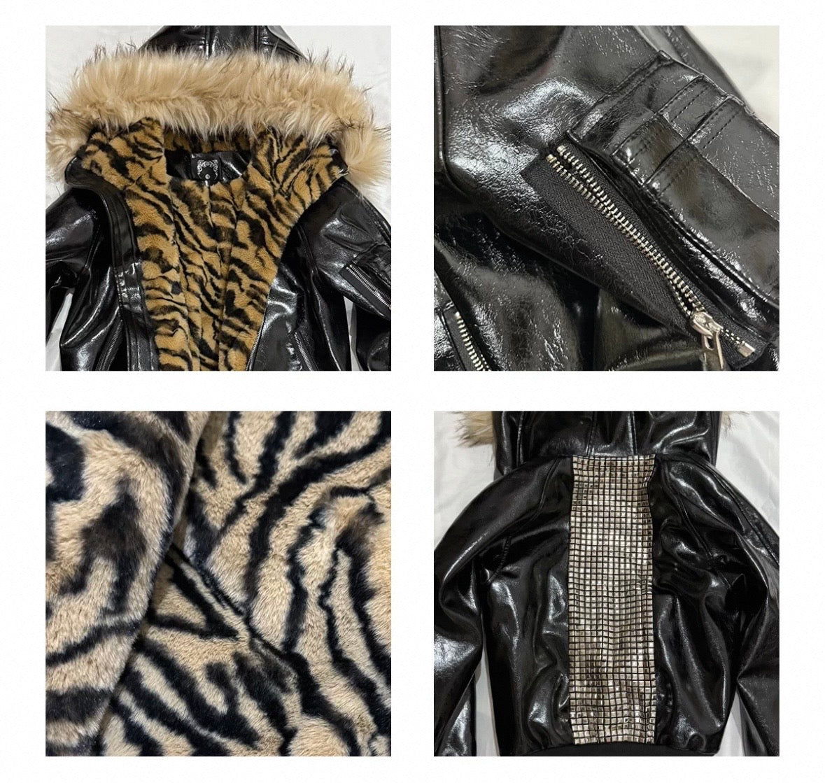 UCAN'TBELIKEME PU Leather Far Jacket