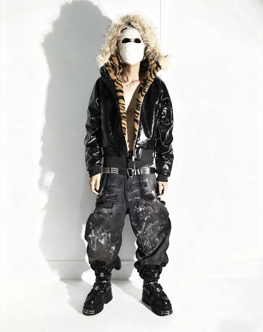 UCAN'TBELIKEME PU Leather Far Jacket