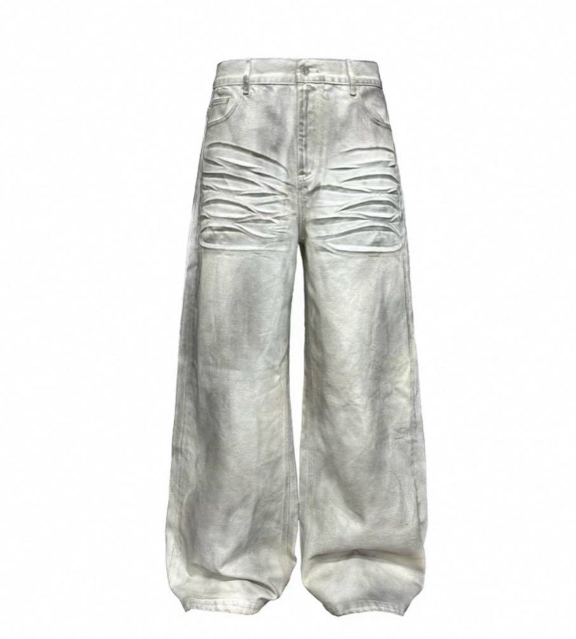 JCAESAR Distressed White Wide-Leg Denim