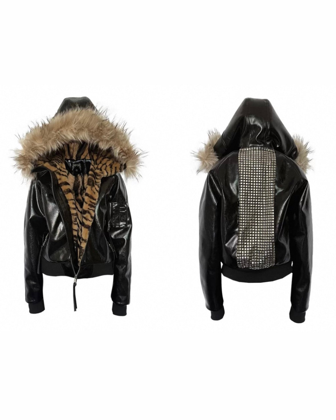 UCAN'TBELIKEME PU Leather Far Jacket