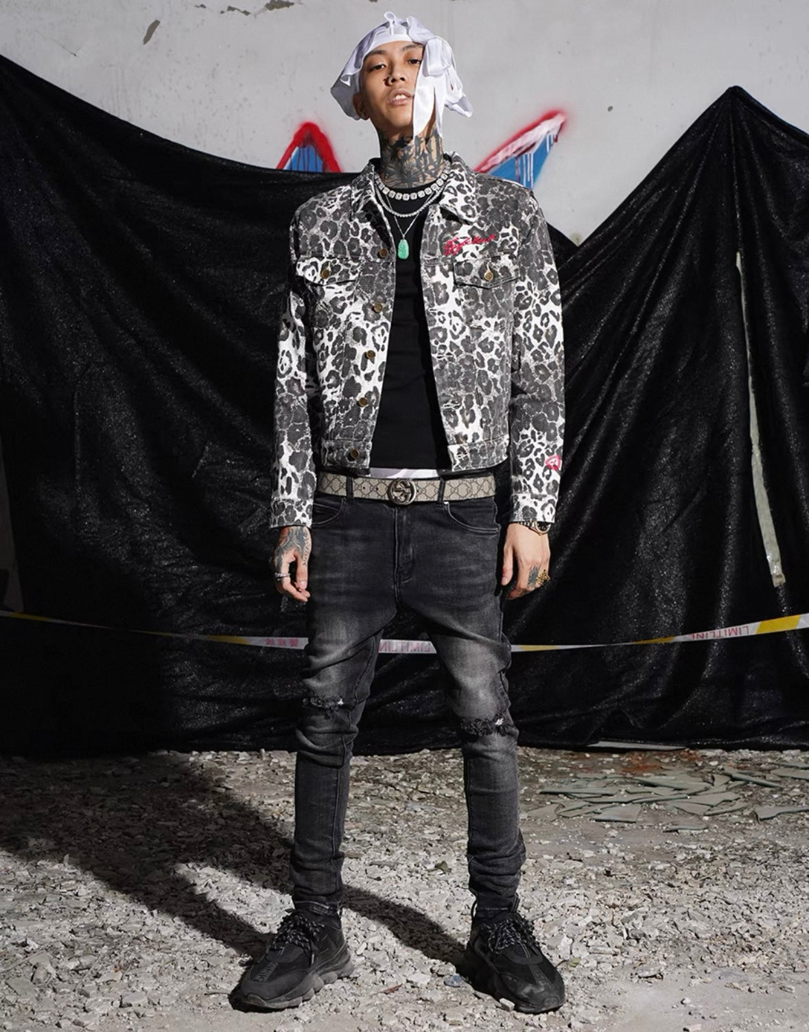 TGFCLUB Leopard Denim Jacket