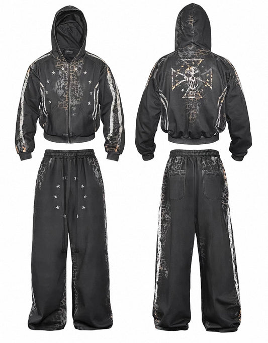 LOSECONTROLEDGE Zip Hoodie&Pants Set Up