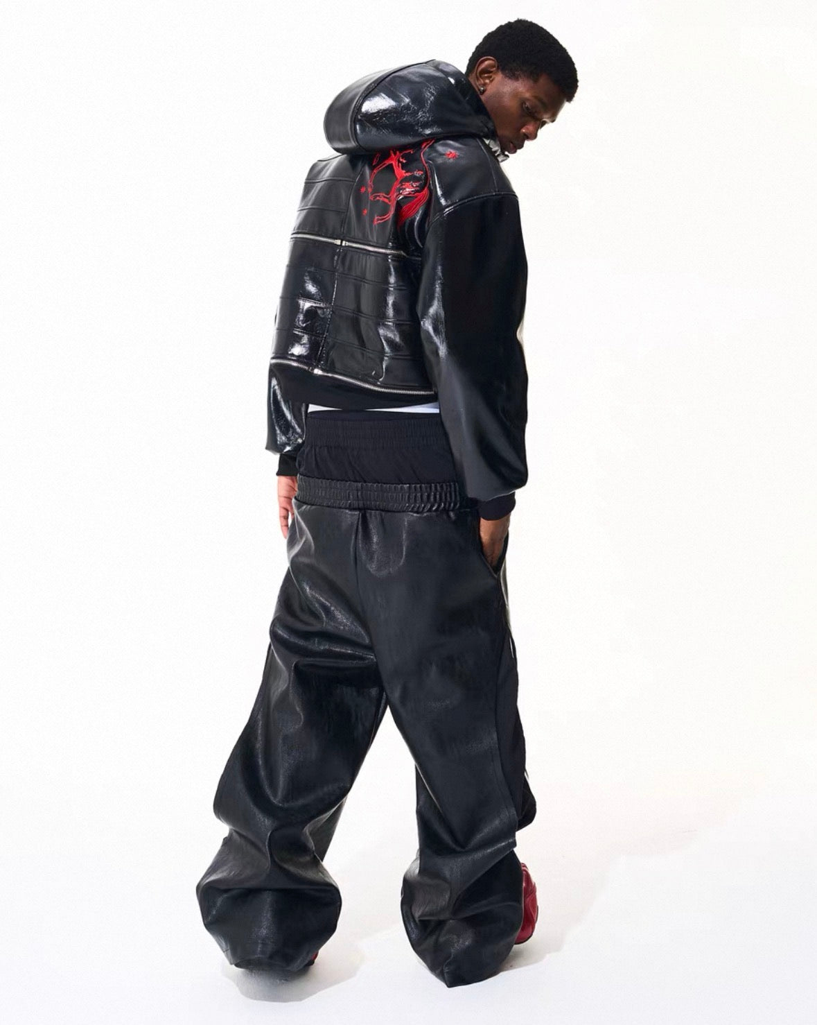 FOURTH3EX PU Leather Short Jacket