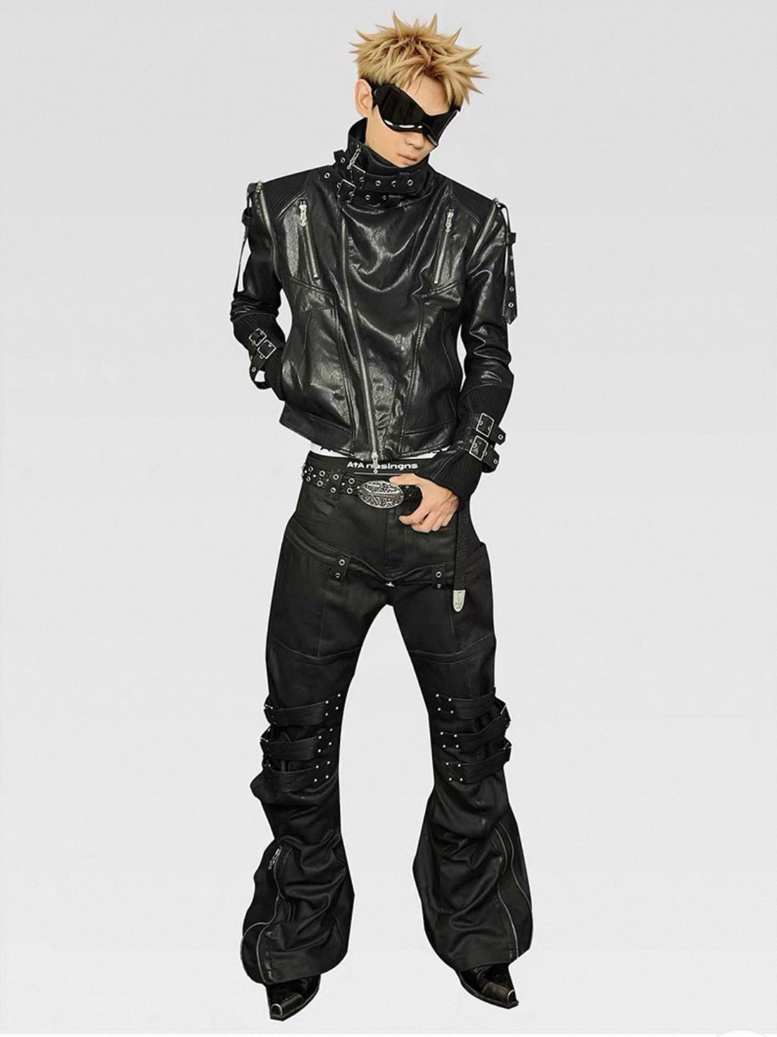 ATANOTHINGNESS Cross PU leather Jacket