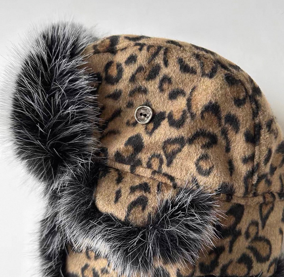 Winter Leopard-Print Trapper Hat