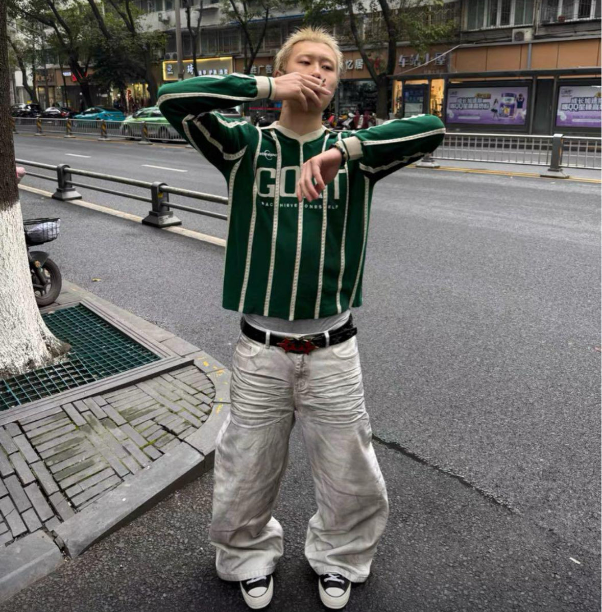 JCAESAR Distressed White Wide-Leg Denim