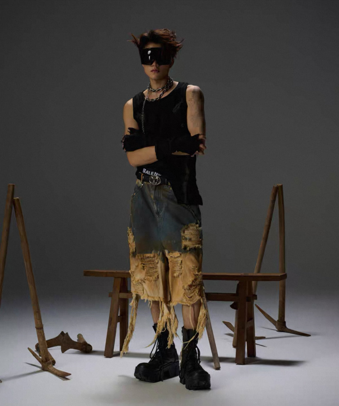 FLYERRER Clash denim Half pants