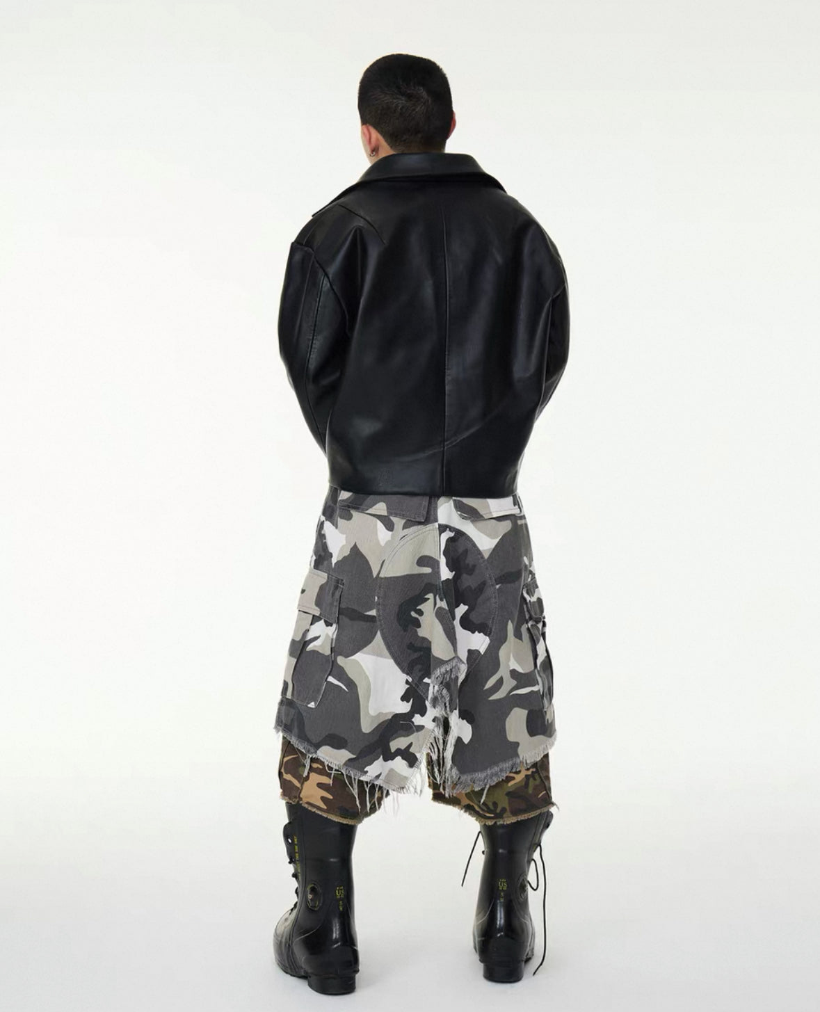 ASTT STUDIO Layered camo Half pants