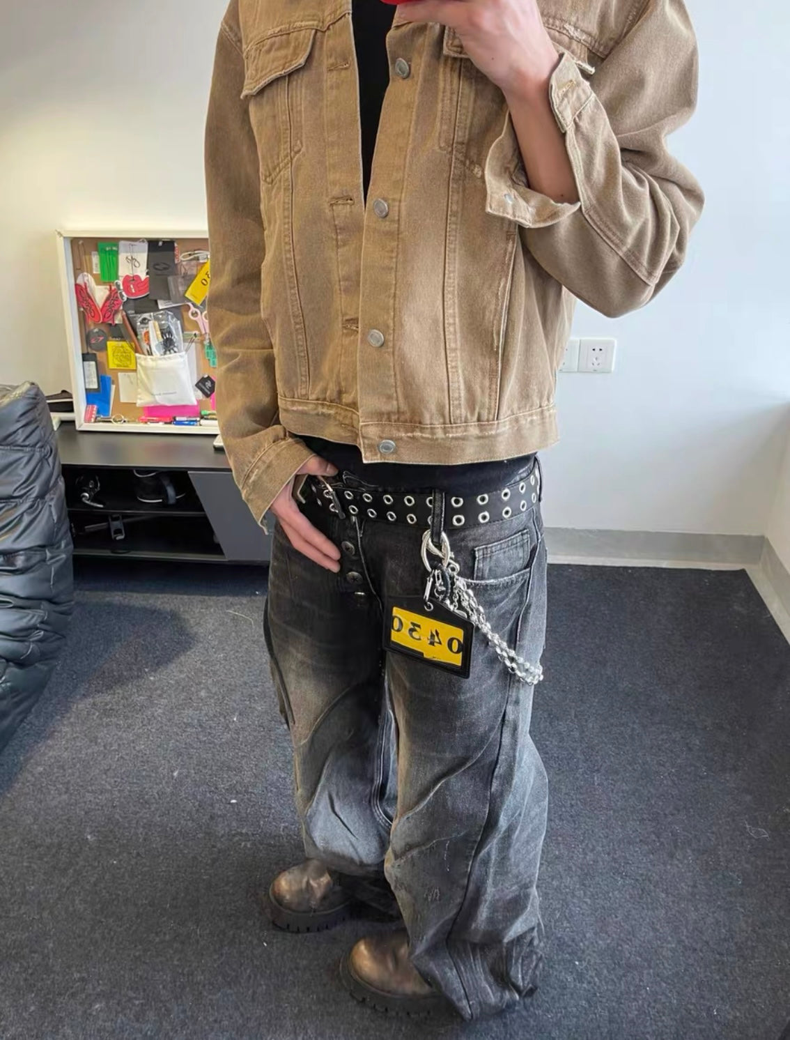 NO E MOSEN Washed Black Baggy Jeans