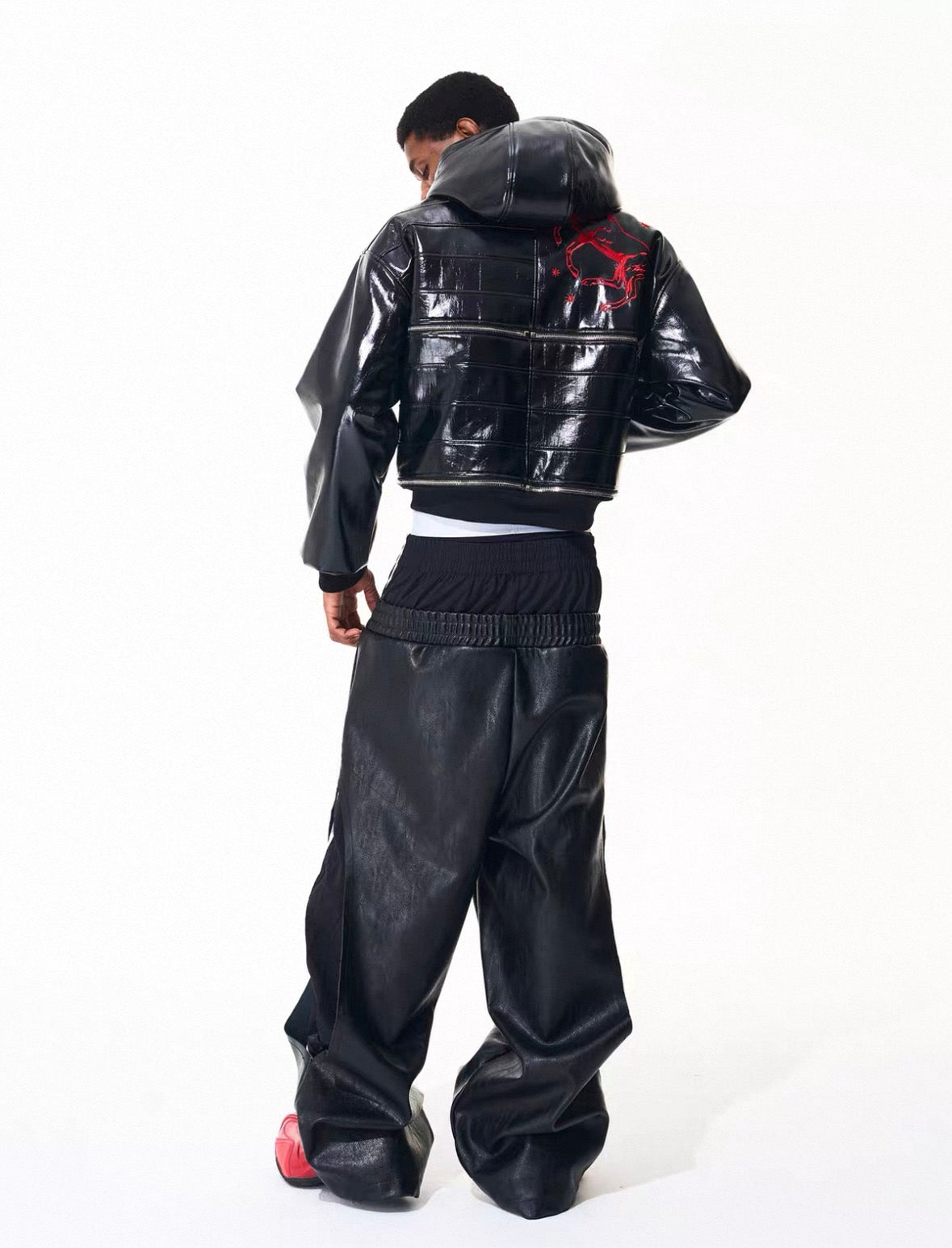 FOURTH3EX PU Leather Short Jacket