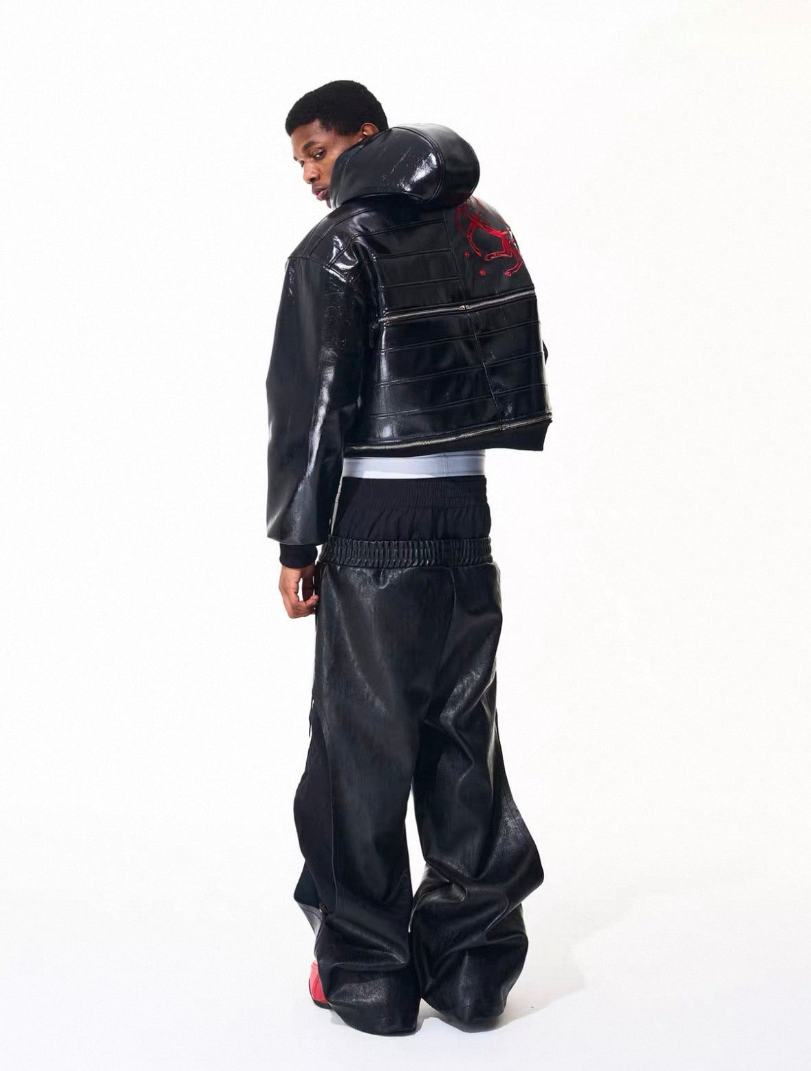 FOURTH3EX PU Leather Short Jacket