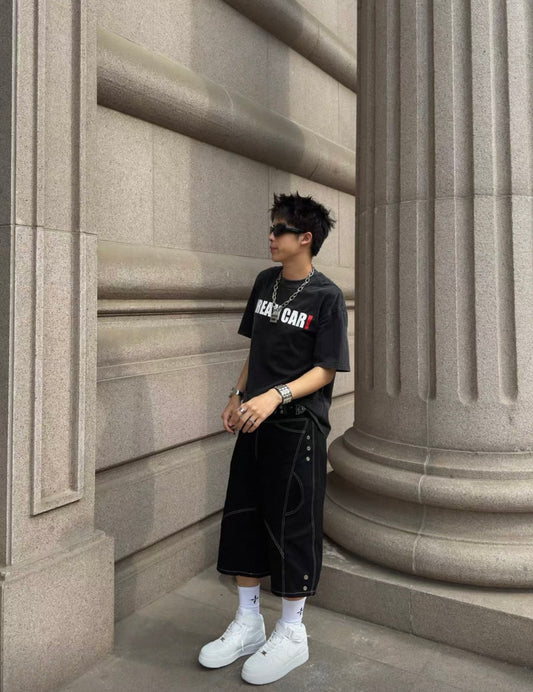 PAIKI Double Waist Half Pants