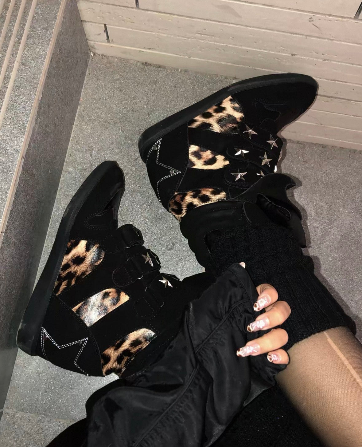 Vintage Leopard Platform Sneakers