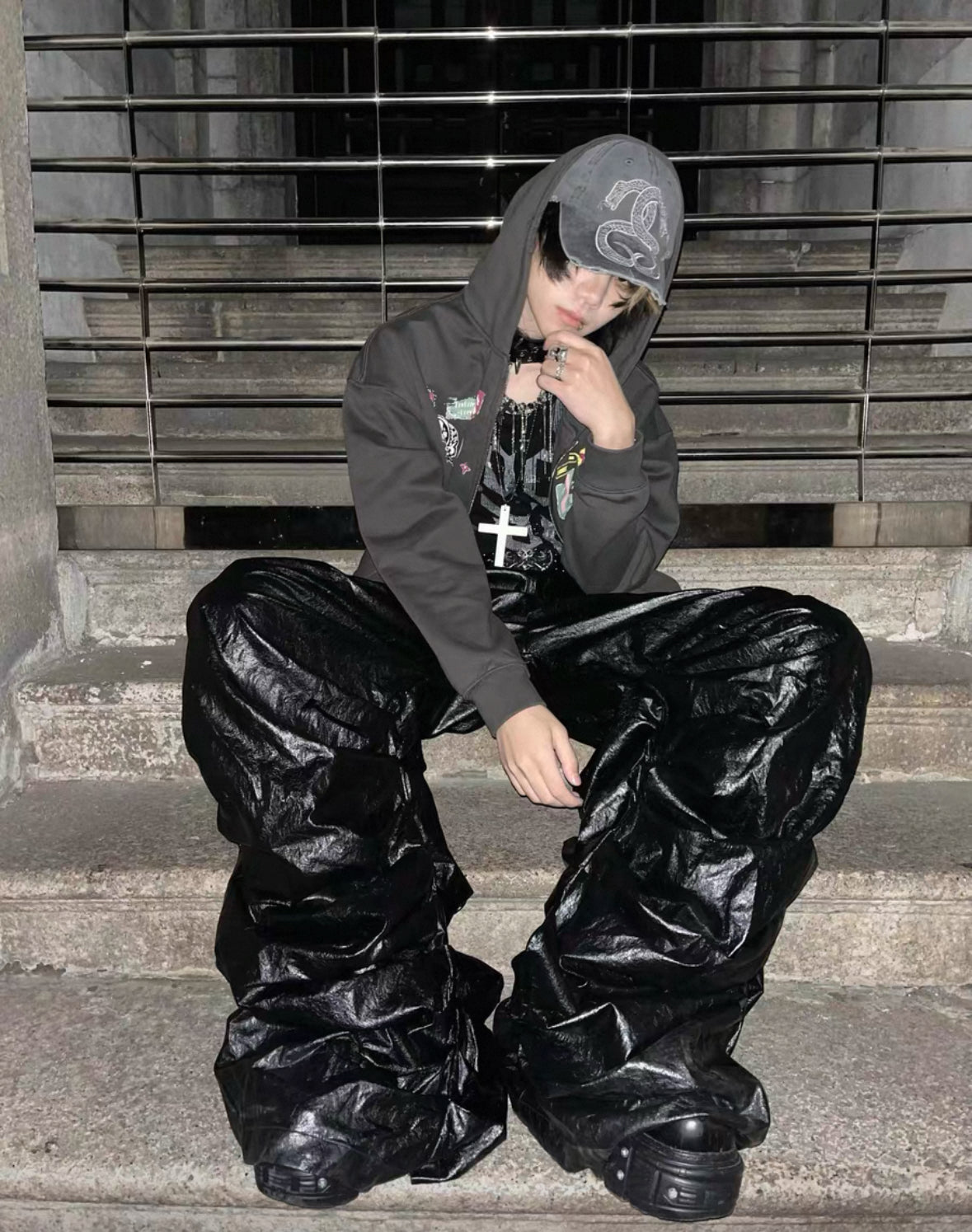 STARTEXCEEDEND Pleats Wide Leather Pants