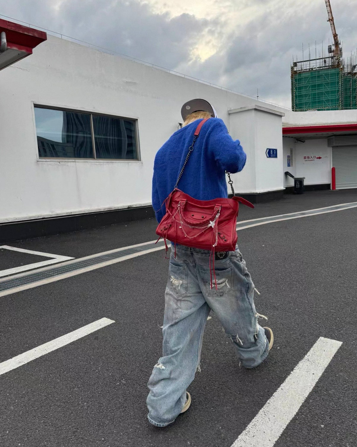Double Waist Damaged Loose Jeans
