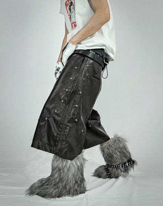 LOSECONTROLEDGE PU  Leather Half Pants