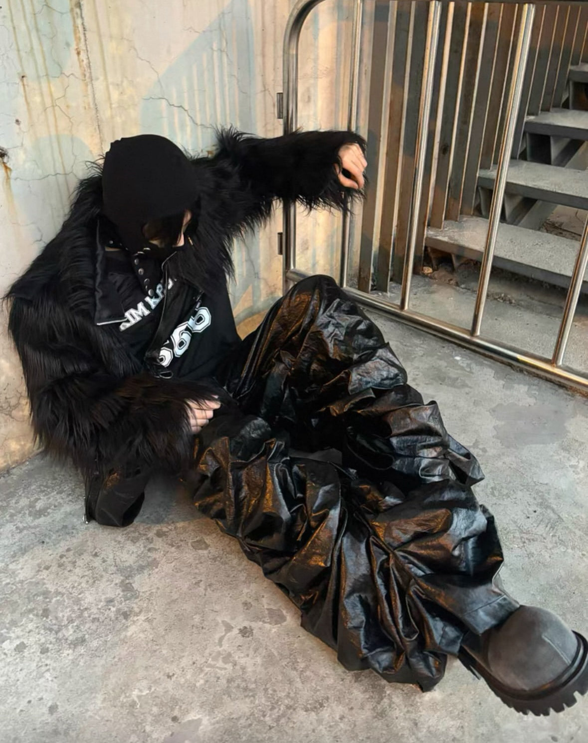STARTEXCEEDEND Pleats Wide Leather Pants