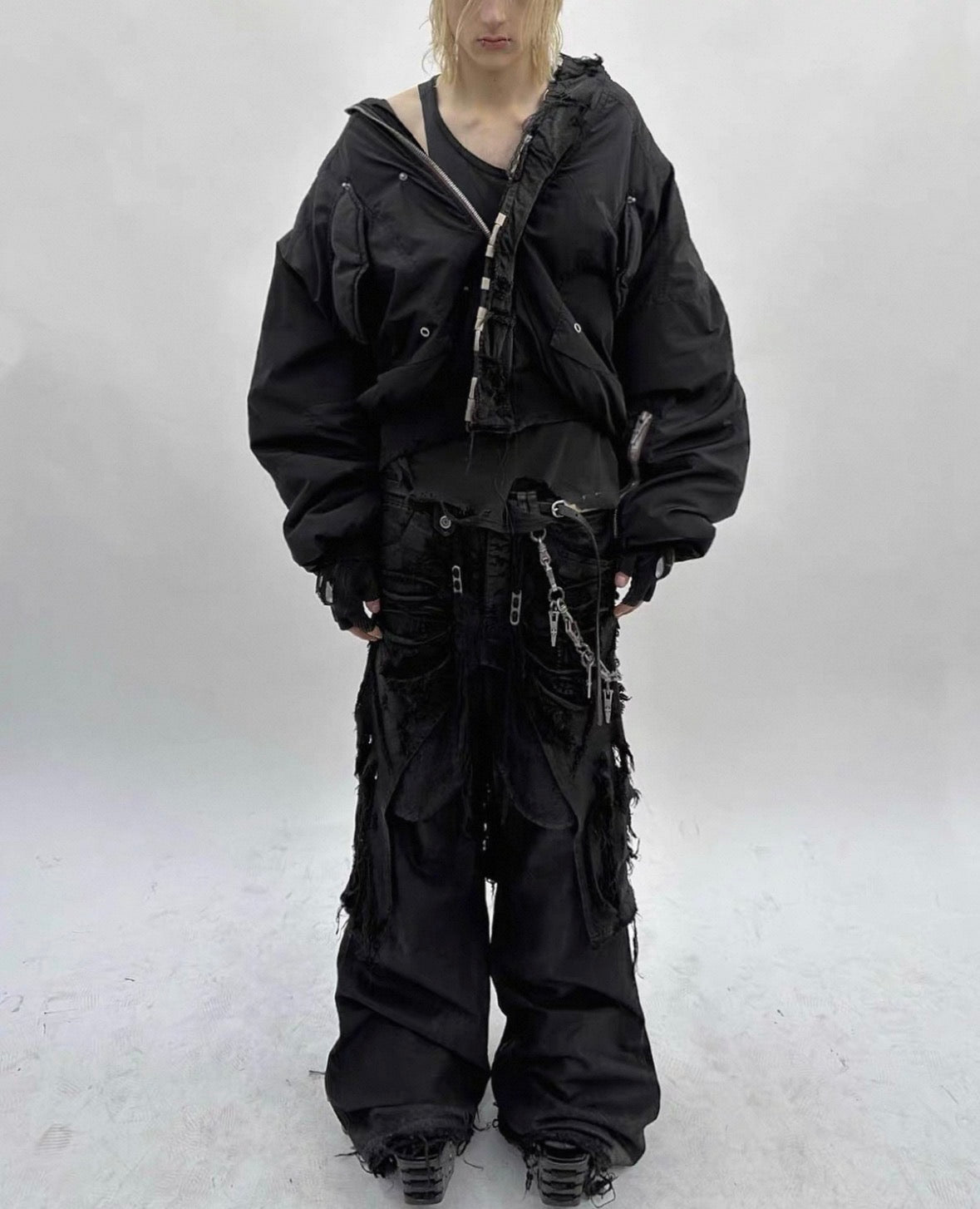 BLACK K Deathtroy Crush Denim Pants