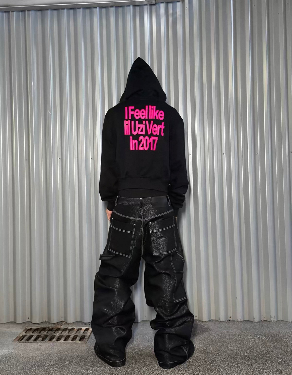 Feel Like Lil Uzi Vert Pink Graphic Cropped Hoodie