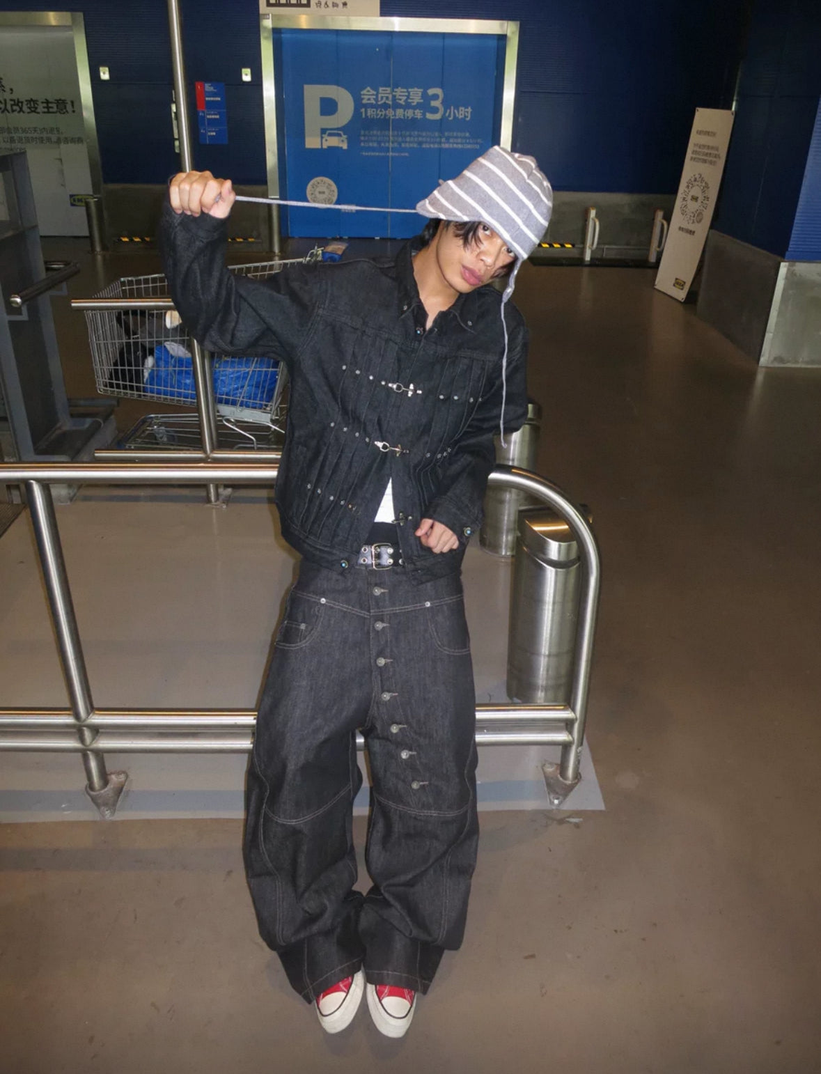 ANTIDOTE Buckle Accent Denim Jacket