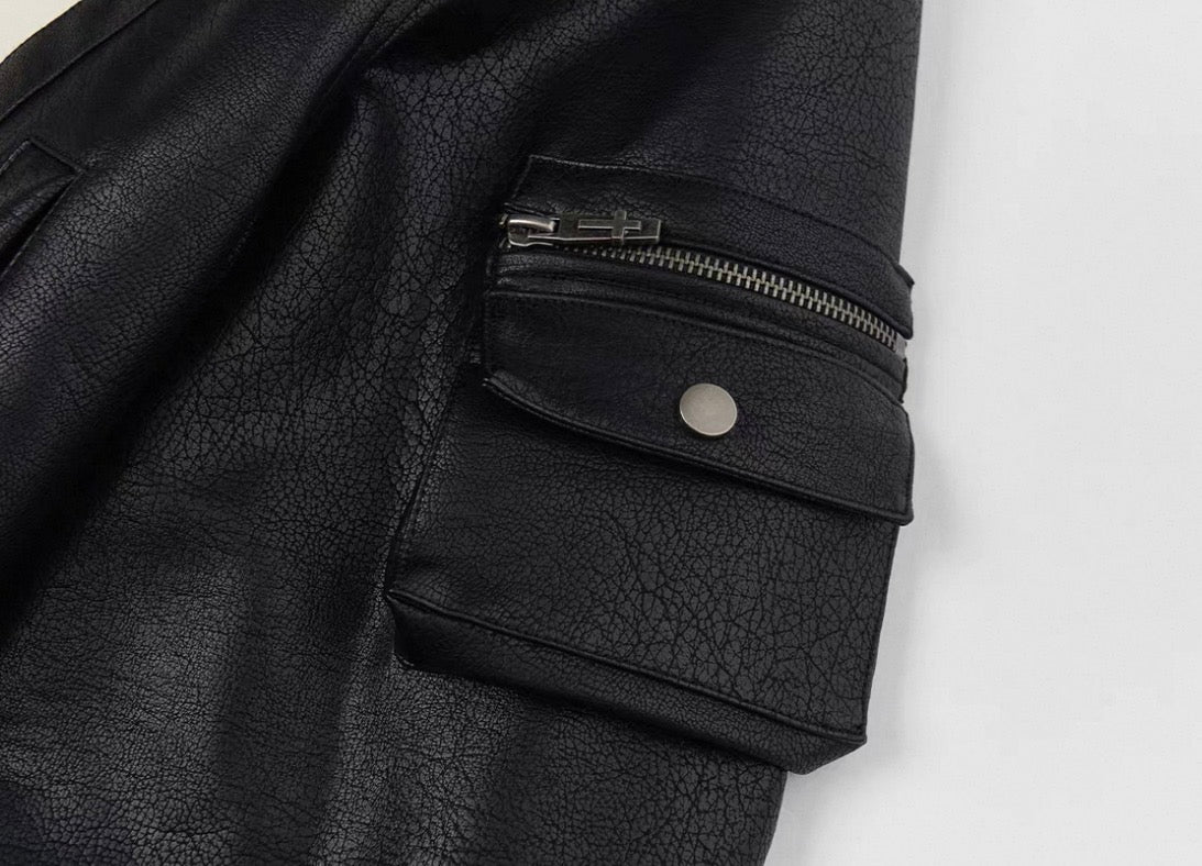 SGWCULT PU Leather Bomber Jacket