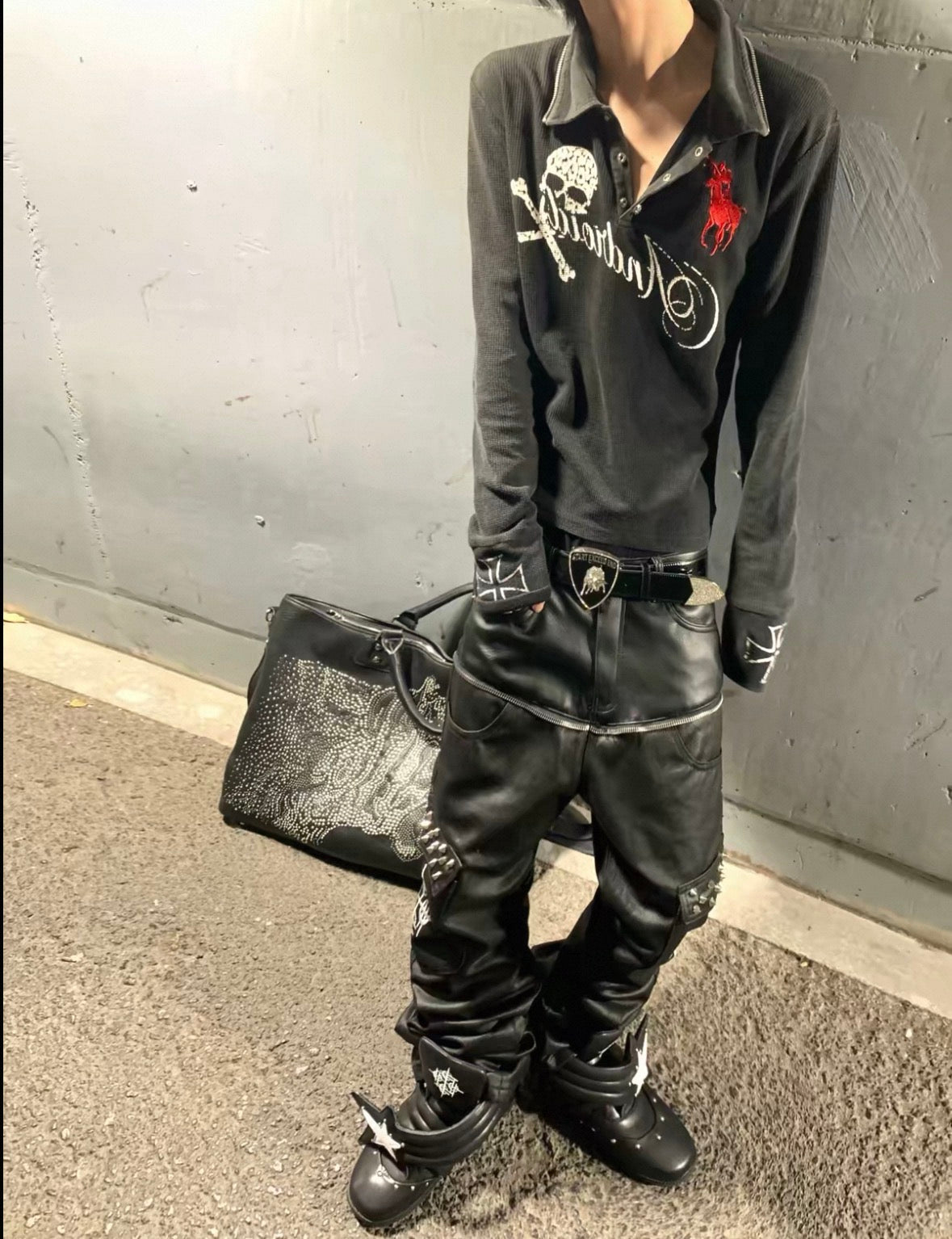 Studded Leather Platform Sneakers