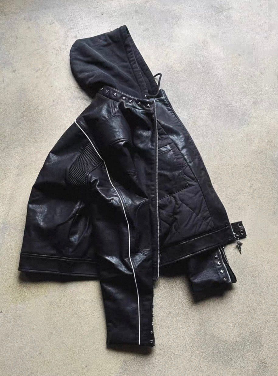 TH4SWE Hoodie PU Lether Jacket