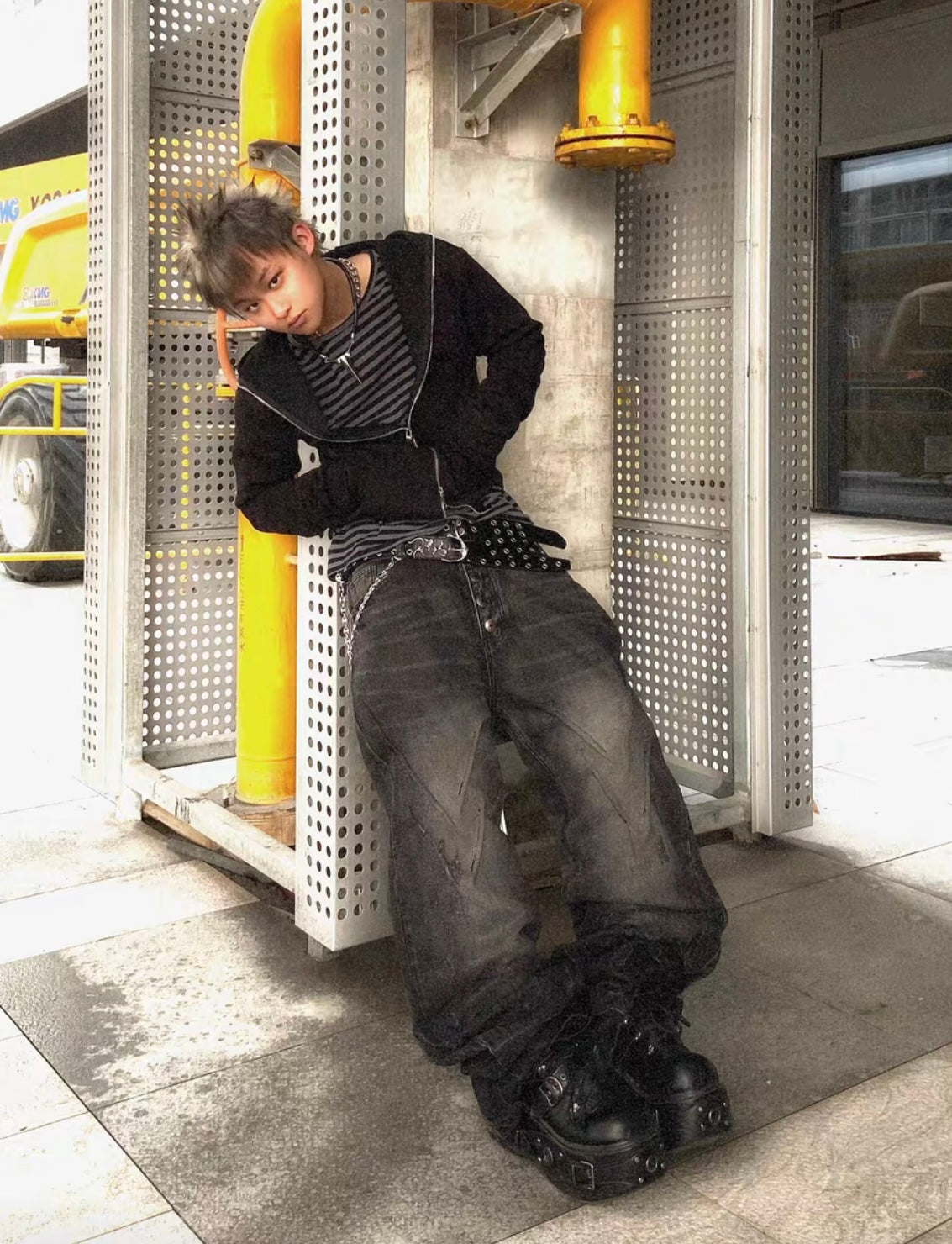 NO E MOSEN Washed Black Baggy Jeans