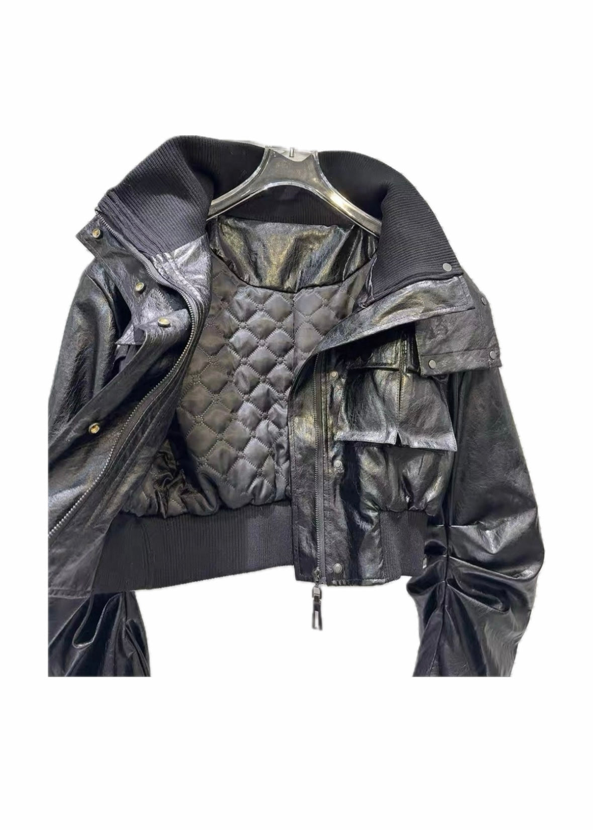 SELFISH SELECT Cropped PU Leather Jacket