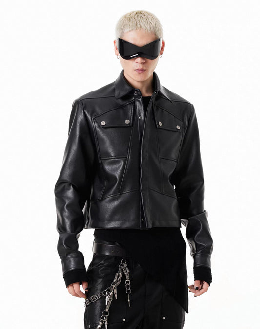 SCD CROWD PU Leather Short Jacket