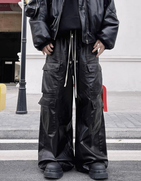 BLACKLISTS Leather Cargo Pants