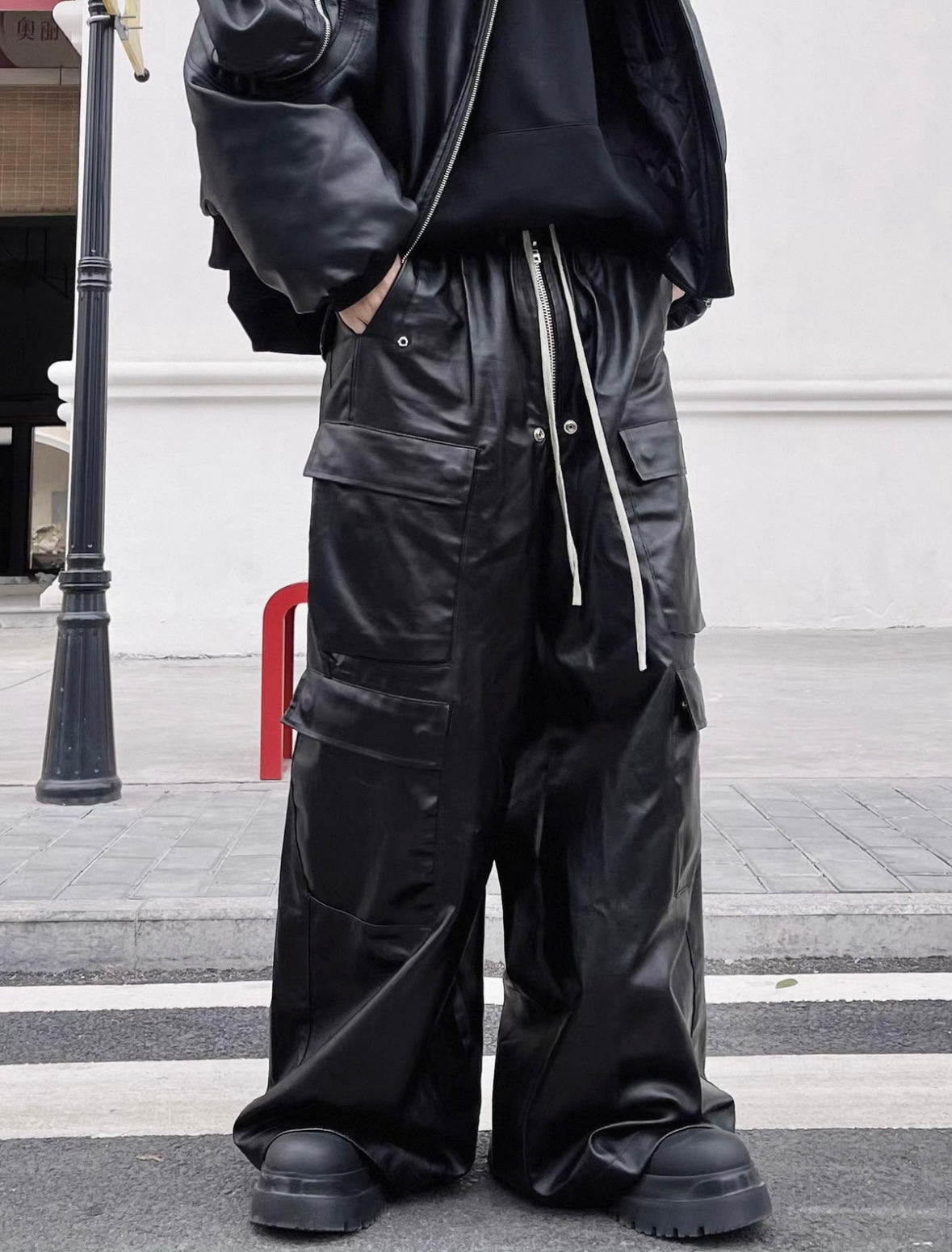 BLACKLISTS Leather Cargo Pants
