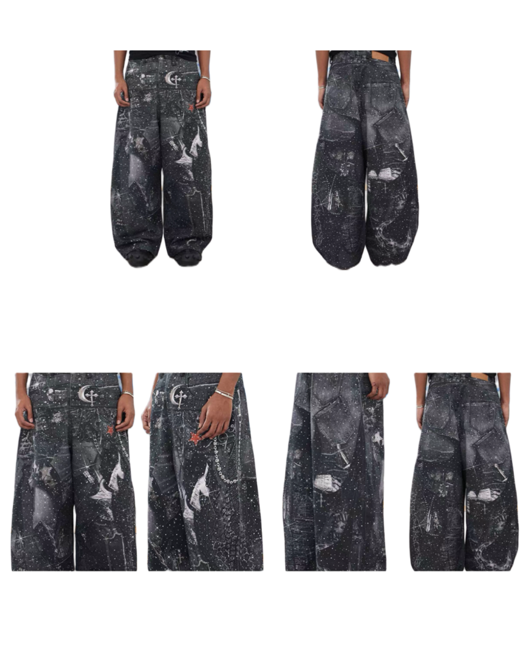 DND4DES Line Stone Print Distressed Denim Jeans