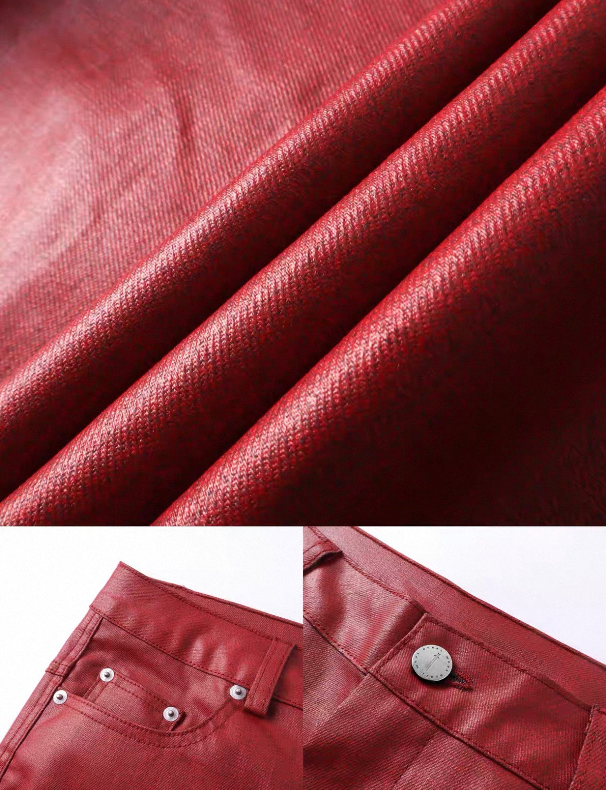 REVEL WAVE Red Lether Flare Pants