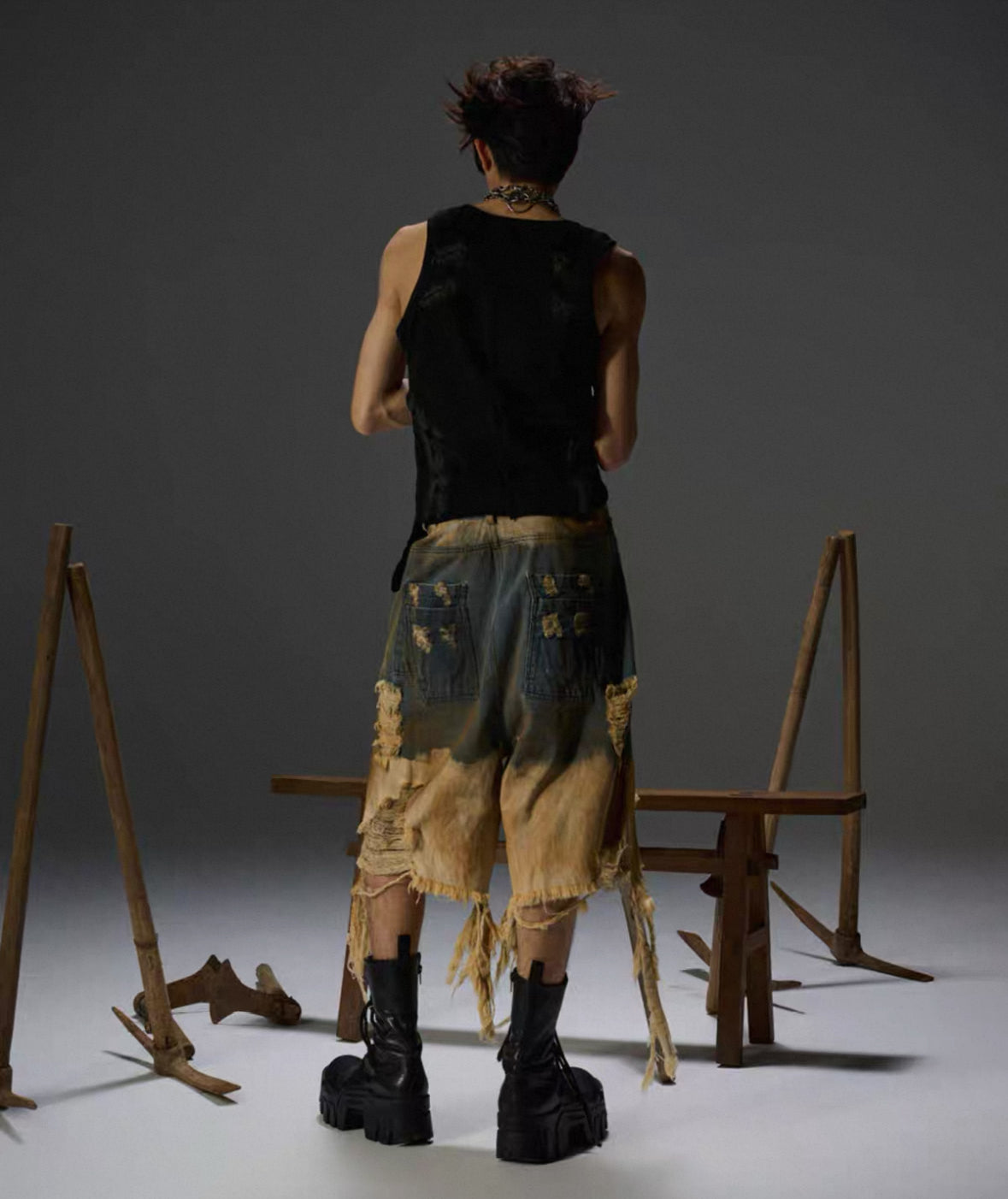 FLYERRER Clash denim Half pants
