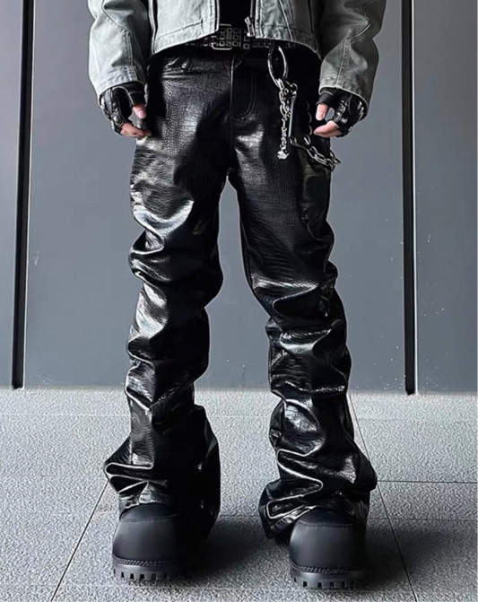 DARK FOG PU Leather Flare Pants