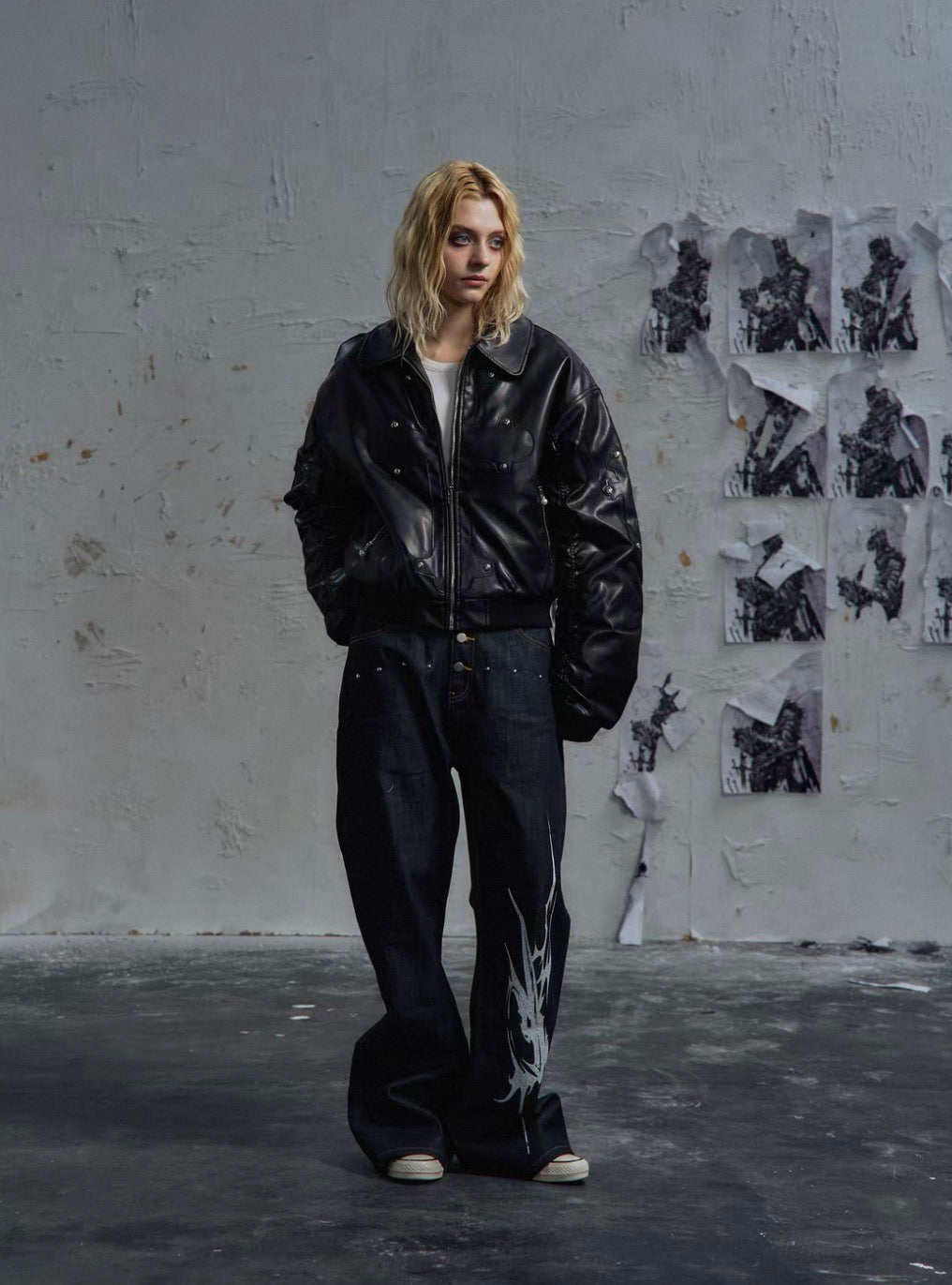 PAIKI PU Leather Bomber Jacket