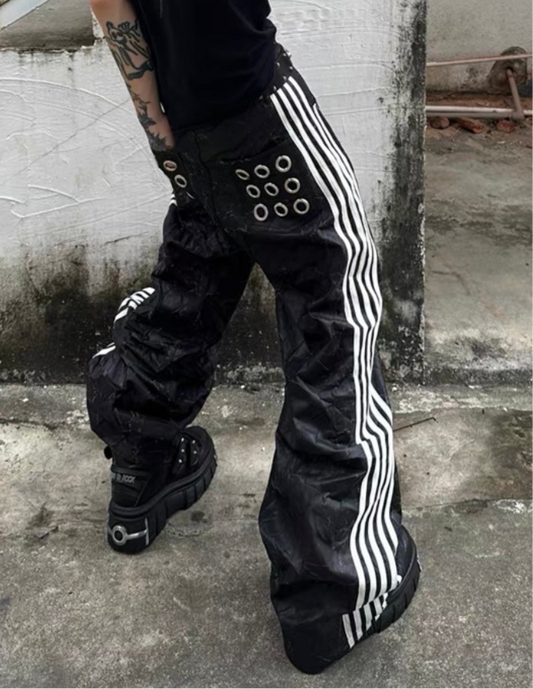 99CLUB PU Leather Line Pants