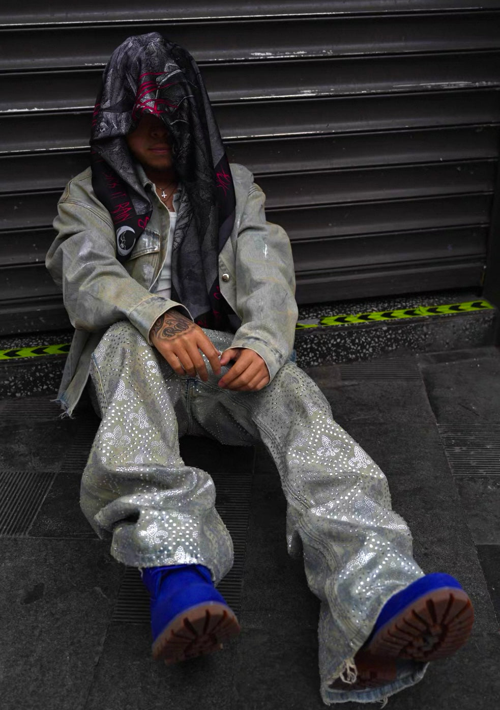 SICK IT RAIN Line Stone Blue Denim Jeans