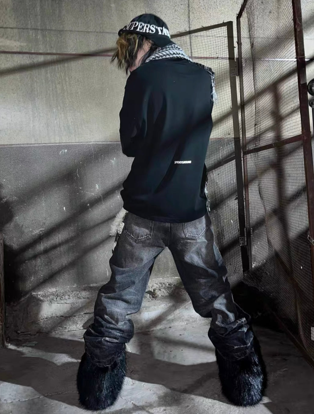 NO E MOSEN Washed Black Baggy Jeans