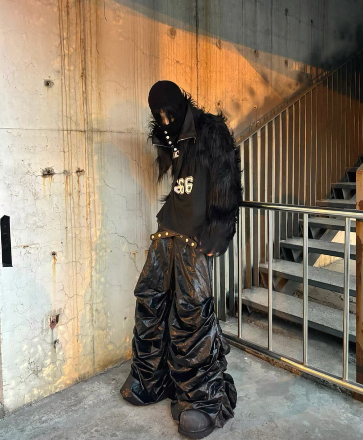 STARTEXCEEDEND Pleats Wide Leather Pants