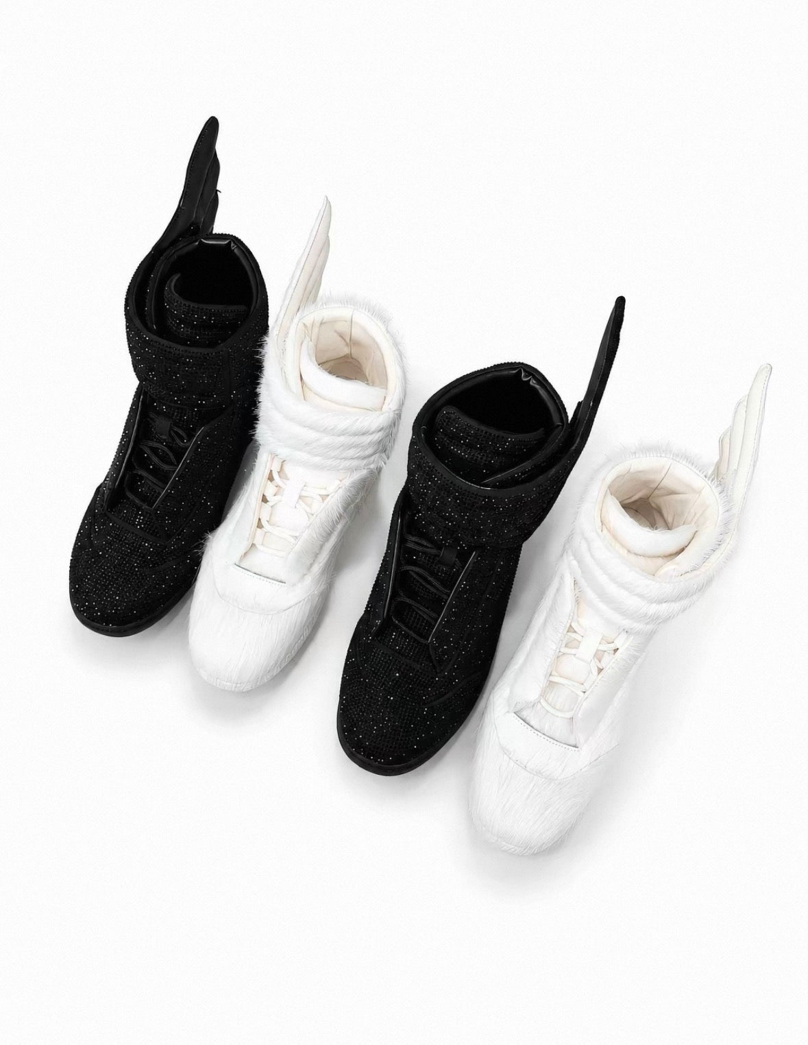 Wing Rhinestone Platform Sneakers