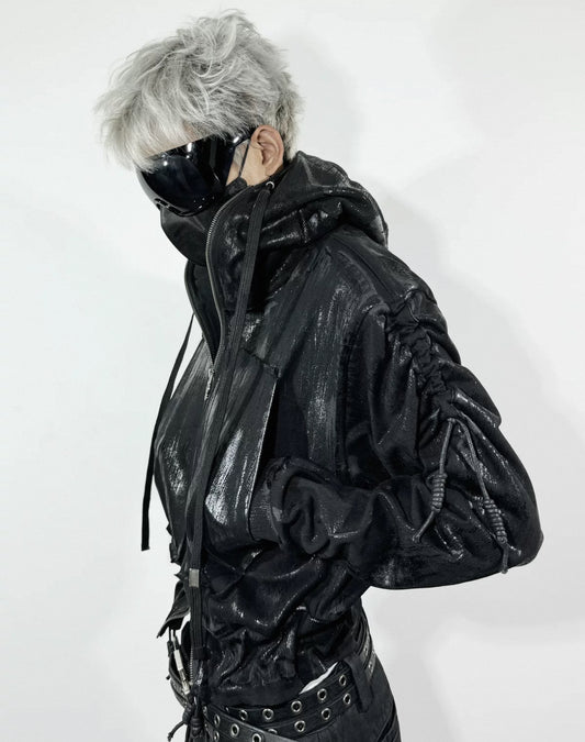 ATANOTHINGNESS Metallic Gloss Hoodie Jacket