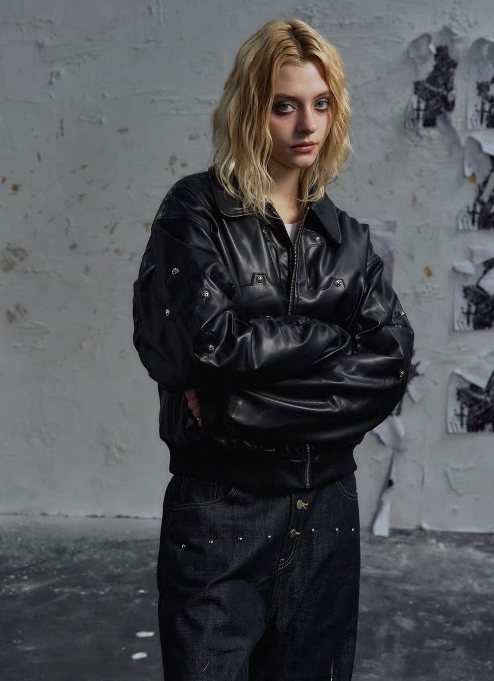 PAIKI PU Leather Bomber Jacket