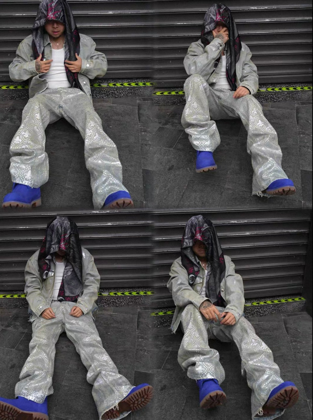 SICK IT RAIN Line Stone Blue Denim Jeans