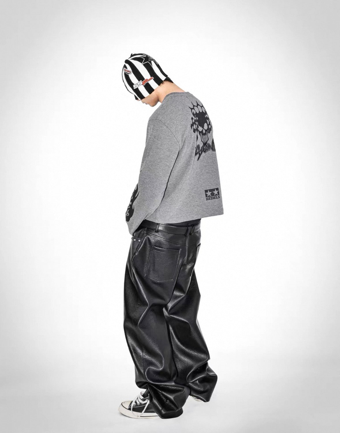 LOSECONTROLEDGE PU leather Wide Pants