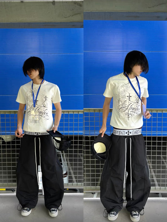 PAIKI Double Waist Draw Cord Pants